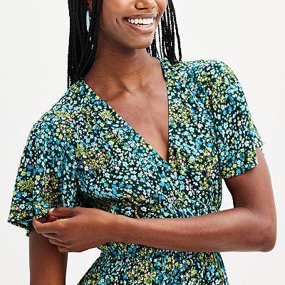 Juniors Rewind Flutter Sleeve Skater Dress