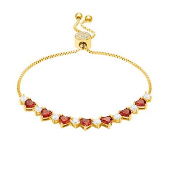 Brilliance Cubic Zirconia & Crystal Heart Bar Adjustable Bracelet