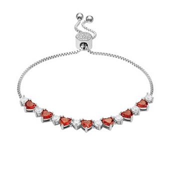 Brilliance Cubic Zirconia & Crystal Heart Bar Adjustable Bracelet