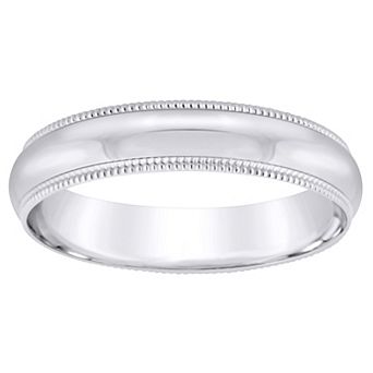 Alyson Layne Men's 10k White Gold Milgrain Wedding Band