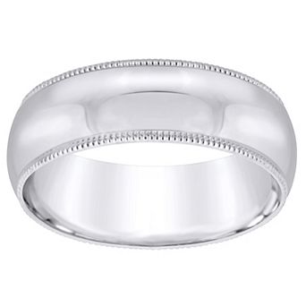 Alyson Layne Men's 10k White Gold Milgrain Wedding Band