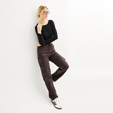 Juniors' SO High Waisted Baggy Cargo Jogger Pants