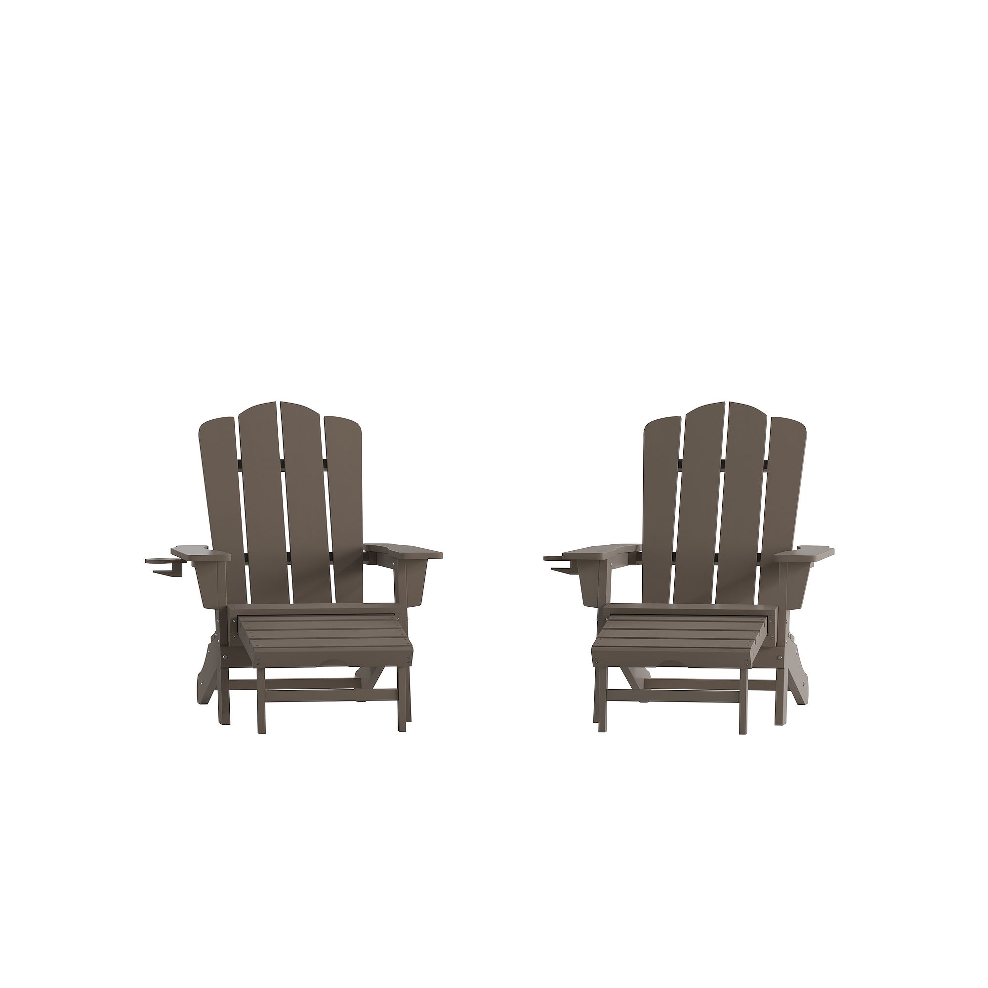 Flash Furniture Newport Adirondack Chair with Cup Holder 2-piece Set, Brown