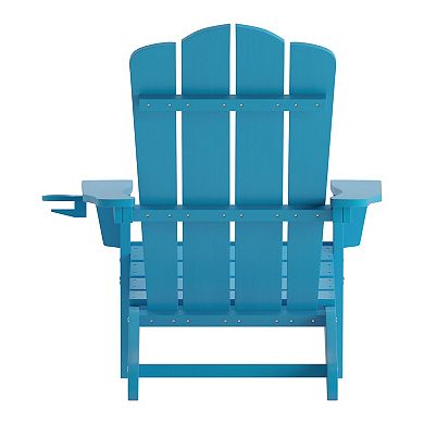 Flash Furniture Set of 4 Newport Adirondack Chairs with Cup Holders
