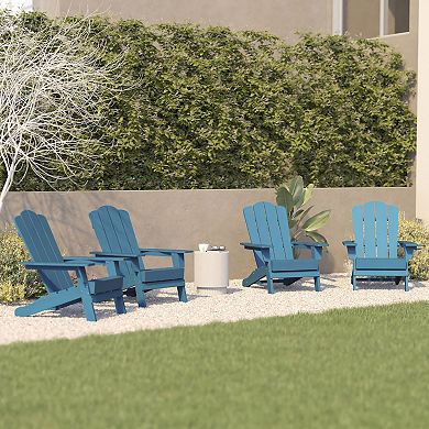 Flash Furniture Set of 4 Newport Adirondack Chairs with Cup Holders