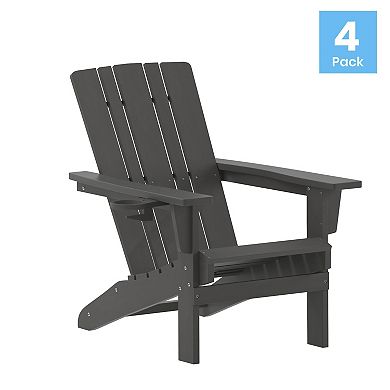 Flash Furniture Halifax Adirondack Chair with Cup Holder 4-piece Set