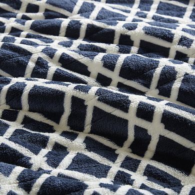 Serta Plush To Sherpa Heated Electric Throw Blanket with Built-in Controller