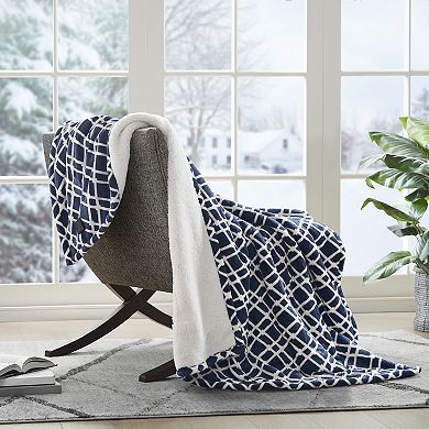 Serta Plush To Sherpa Heated Electric Throw Blanket with Built-in Controller