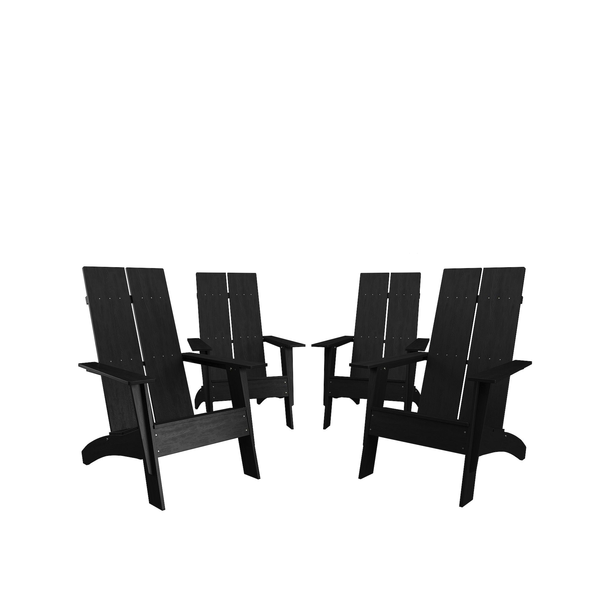 Flash Furniture Sawyer Slat Back Adirondack Chair 4-piece Set, Black