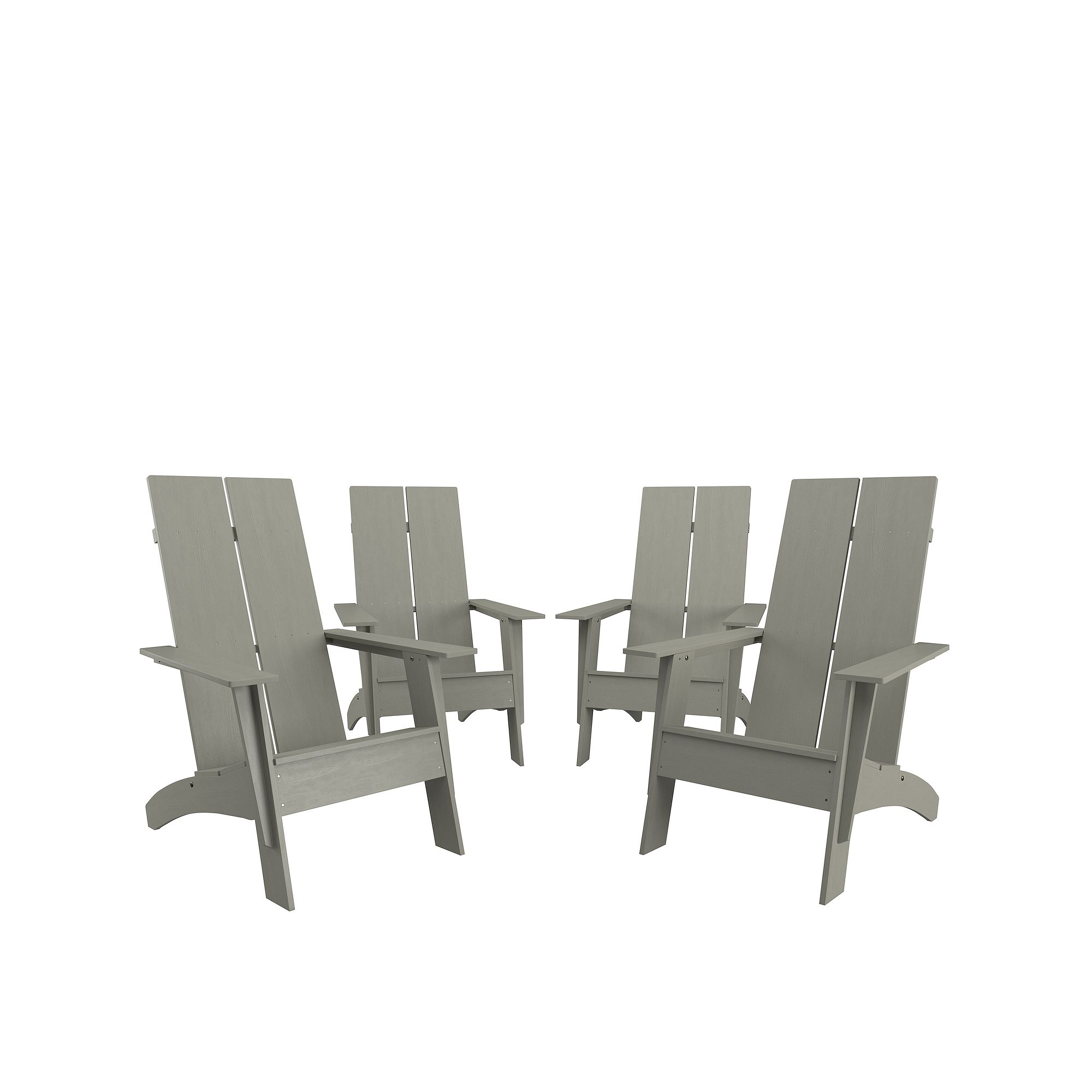 Flash Furniture Sawyer Slat Back Adirondack Chair 4-piece Set, Gray