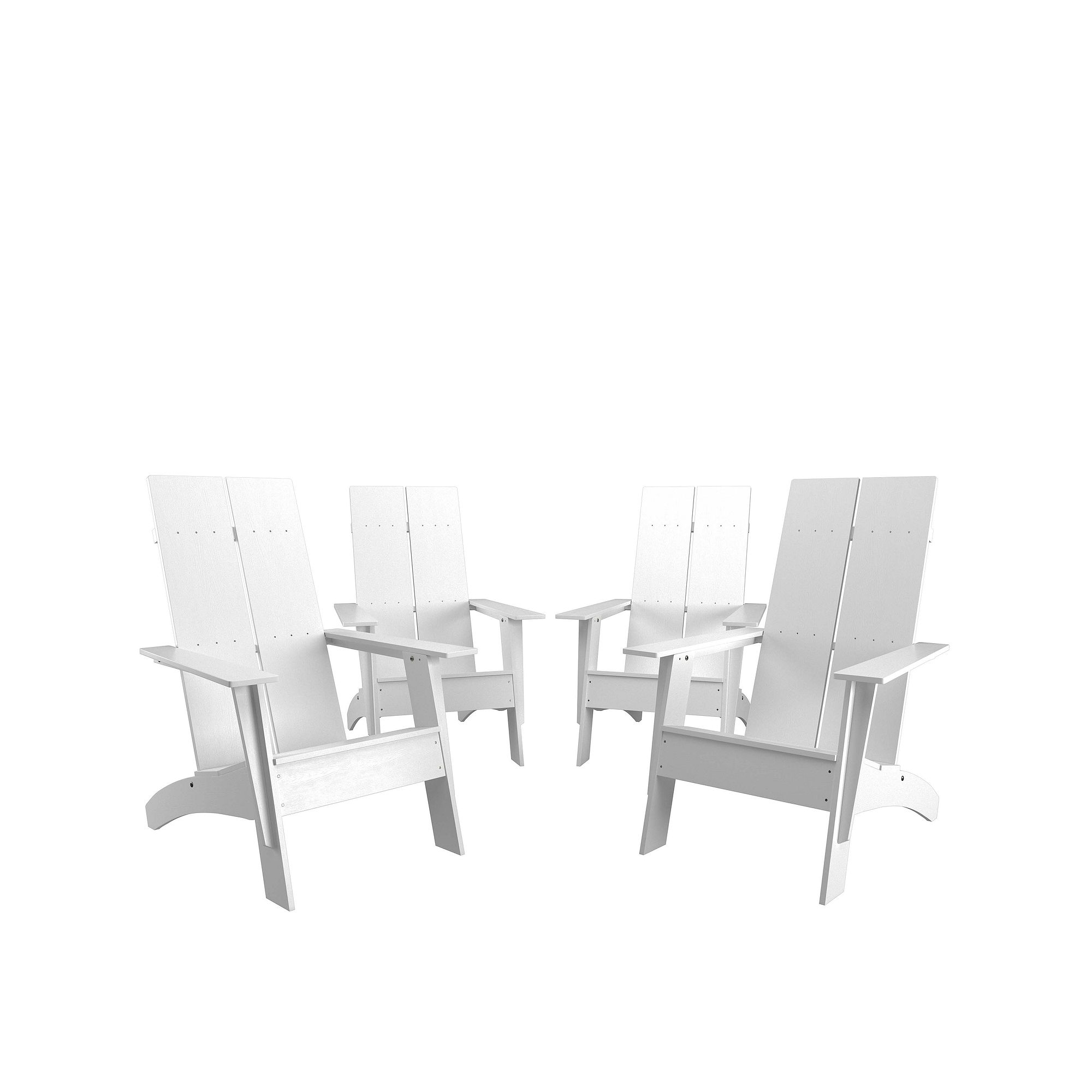 Flash Furniture Sawyer Slat Back Adirondack Chair 4-piece Set, White