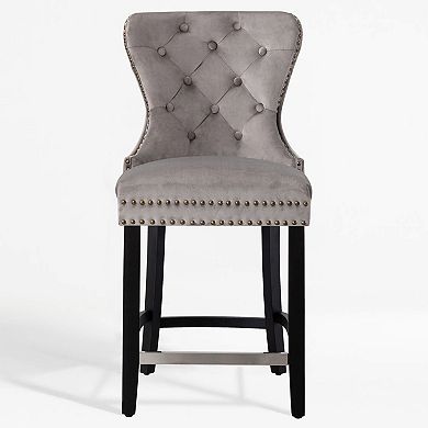 Westintrends 24" Tufted Velvet Counter Stool, Black