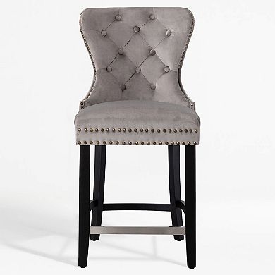 24" Tufted Velvet Counter Stool