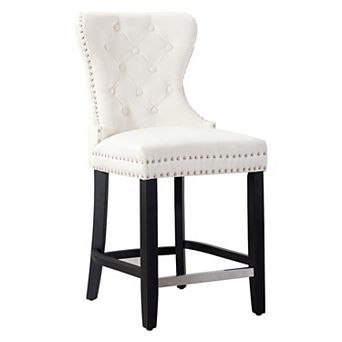 Westintrends 24" Tufted Velvet Counter Stool, Black