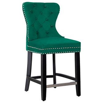 Westintrends 24" Tufted Velvet Counter Stool, Black