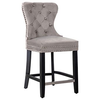 Westintrends 24" Tufted Velvet Counter Stool, Black