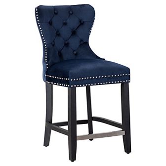 Westintrends 24" Tufted Velvet Counter Stool, Black
