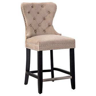 Westintrends 24" Tufted Velvet Counter Stool, Black