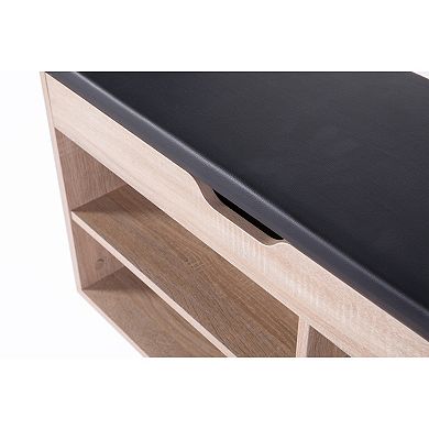 Entryway Storage Shoe Rack With Top Seat