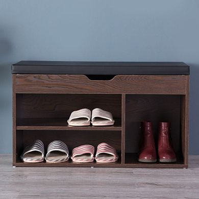 Entryway Storage Shoe Rack With Top Seat