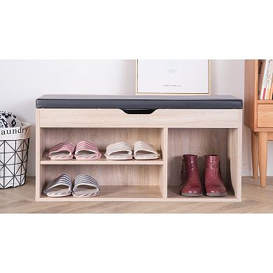 Entryway Storage Shoe Rack With Top Seat