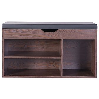 Entryway Storage Shoe Rack With Top Seat