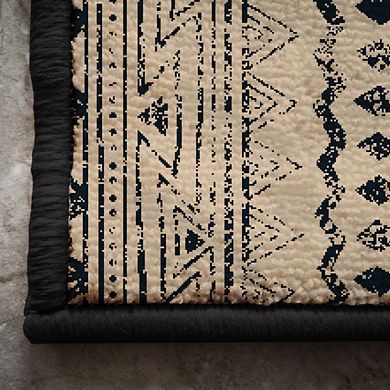 Deerlux Boho Living Room Area Rug Nonslip Backing, Bohemian Tribal Print Pattern