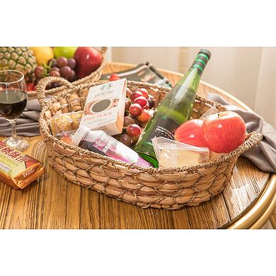 Seagrass Fruit Bread Basket Tray With Handles, Large