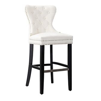 Westintrends 29" Tufted Velvet Bar Stool, Black