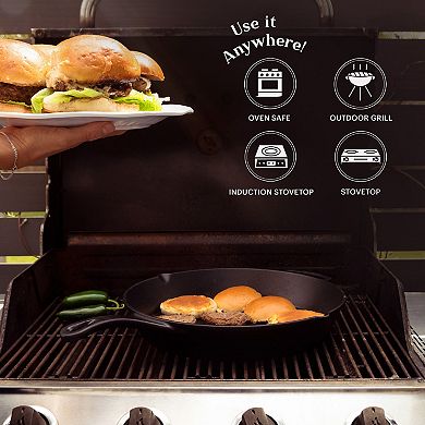 Cuisinel Cast Iron Skillet + Glass Lid + Pan