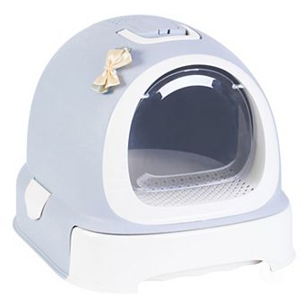 Fully Enclosed Hooded Litter Pan With Front Entry Odor Close Door, Cat Litter Scoop Included