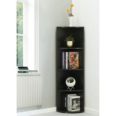 Wall Corner 4 Tier Shelves Bookcase