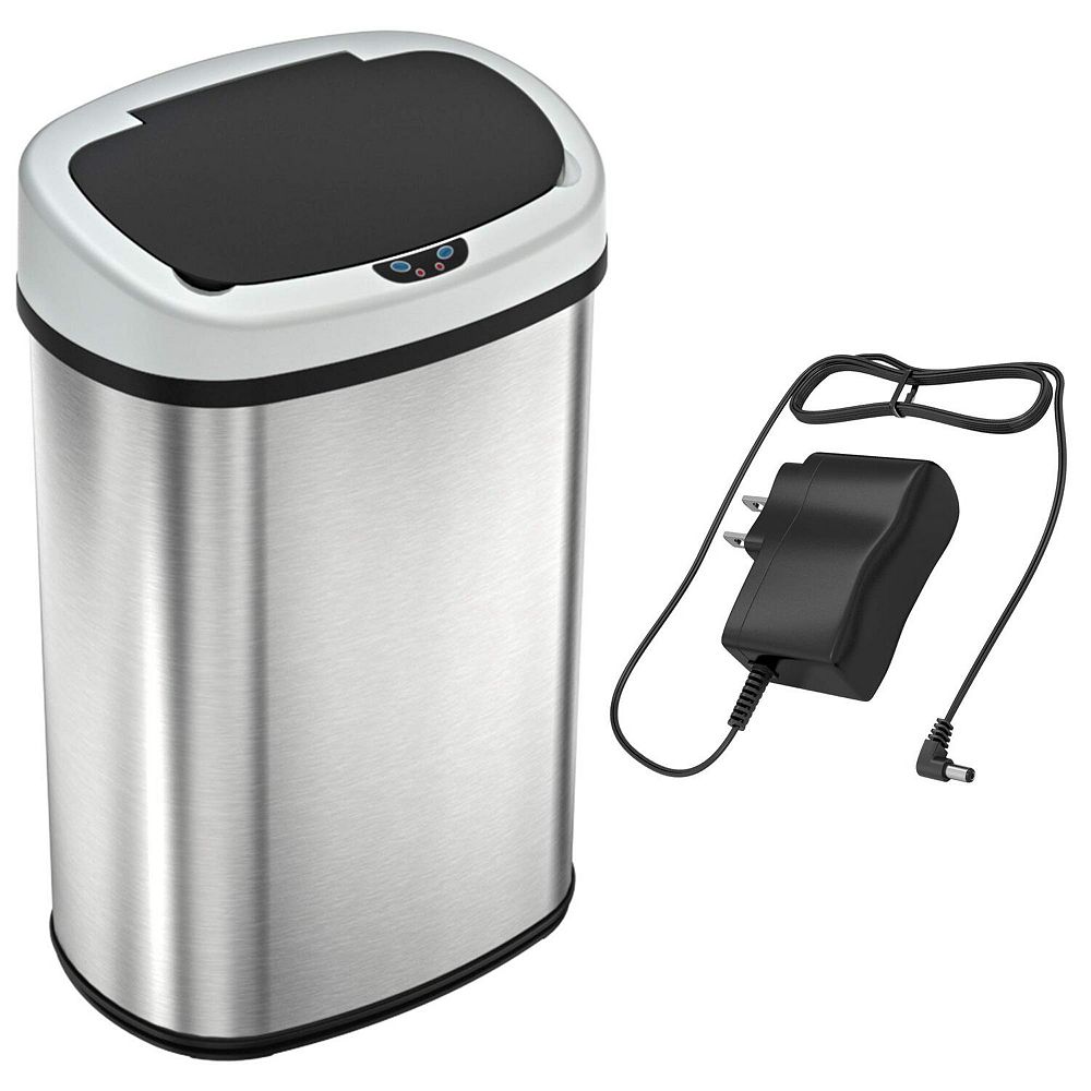 13 Gallon / 50 Liter Stainless Steel Oval Motion Sensor Trash Can For ...