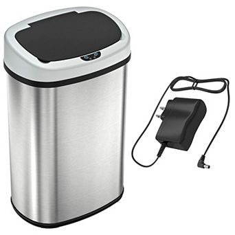 13 Gallon / 50 Liter Stainless Steel Oval Motion Sensor Trash Can For Kitchen, With Ac Adapter