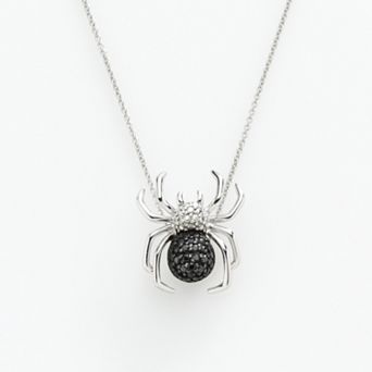 Sterling Silver 1/10 ct T.W. Black Diamond Spider Pendant