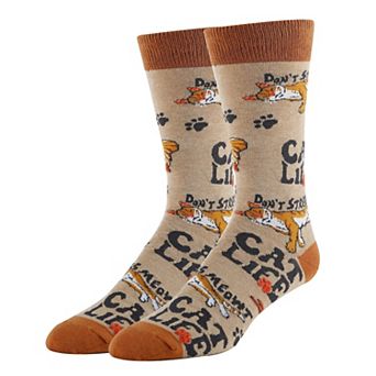 Mens Crew Socks - Cat Life