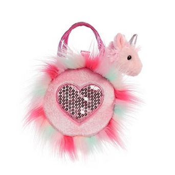 Aurora Small Pink Fancy Pals 5.5" Sparkle Heart Pink Llamacorn Fashionable Stuffed Animal