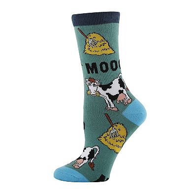 Women's Crew Socks - Mooo
