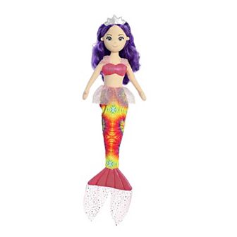 Aurora Large Red Sea Sparkles Tie Dye Sparkles 18" Harmony Enchanting Stuffed Doll