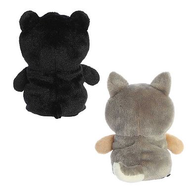 Aurora Small Grey Eco Nation Reversible Eco Pairs 6.5" Black Bear And Wolf\ Stuffed Animal