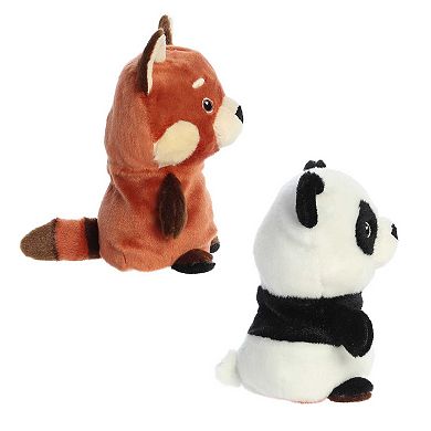 Aurora Small White Eco Nation Reversible Eco Pairs 6.5" Red Panda And Panda Stuffed Animal