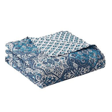 Indigo Ink Denim Reversible Medallion Boho Quilt Set