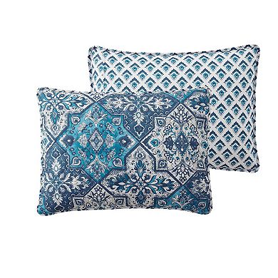 Indigo Ink Denim Reversible Medallion Boho Quilt Set