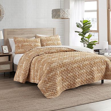 Indigo Ink Panther Ombre Medallion Boho Quilt Set