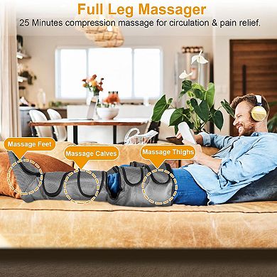 Muscle Pain Relief Leg Massager With Air Compression For Calf, Feet, And Thighs