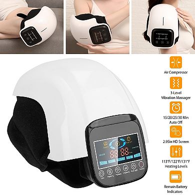 Black, Rechargeable Electric Knee Massager With Infrared Heat