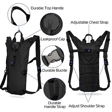 Hydration Pack Water Bladder Backpack, Adjustable Straps, Durable Nylon For Outdoor Adventures