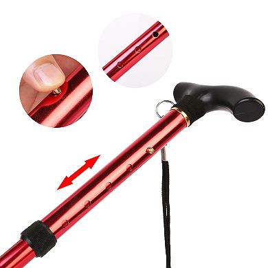 Adjustable Folding Travel Hiking Stick Aluminum Alloy Walking Cane