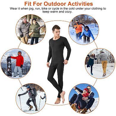 Men's, Thermal Underwear Set For Winter Sports Long Sleeve Top And Pants