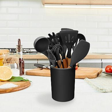 Wooden Handle Silicone Cooking Utensils Set Of 11
